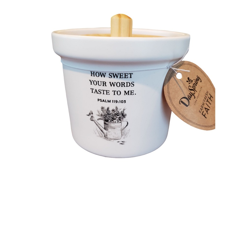 DaySpring Farm Fresh Faith White Ceramic Condiment Jar Psalm 119:103 J8353